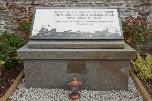 Killybegs, County Donegal, Ireland - June 10, 2017: Memorial to memory of those who died at sea in fishing port of Killybegs at Saint Marys church in Ireland.