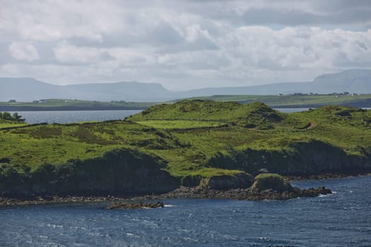 Beautiful landscape and rock formations along the irish coastline near Killybegs, County Donegal in Ireland.