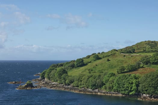 Beautiful landscape and rock formations along the irish coastline near Killybegs, County Donegal in Ireland.