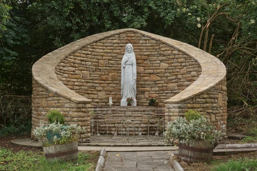 Saint Virgin Mary statue and place to pray near town of Killybegs in Ireland.