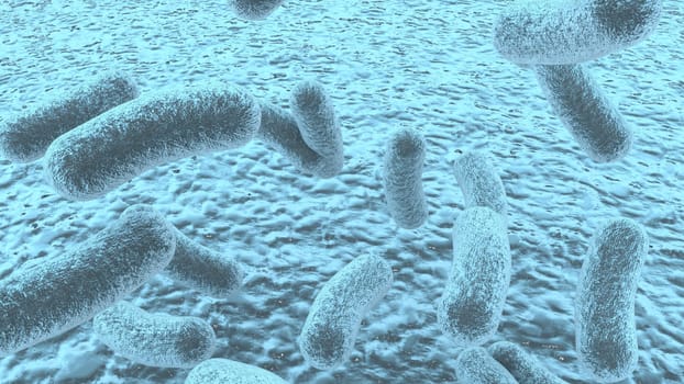 3D illustration of a bacteria. Closeup of a bacterial structure against clear background with copy space for text