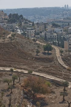 Jerusalem, Israel - October 23, 2017: View of Holy city of Jerusalem in Israel from the Mount of Olives.