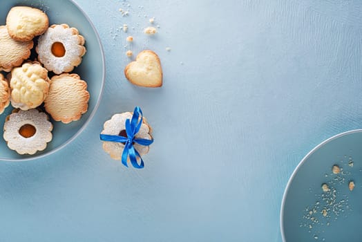 Tasty homemade sugar cookies of all shapes and sizes. Holidays, celebration and cooking concept