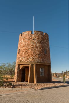 Tower at Galton Gate the western entrance of Etosha National Park, Namibia
