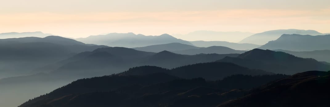 Mountain silhouette. Italian alps landscape.