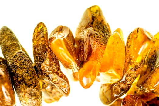 amber bracelet in a closeup