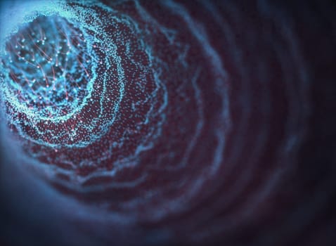 Abstract organic image. Image with connections and dots imitating organic tissue. 3D illustration.
