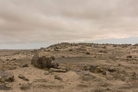 beautiful stony landscape in the Namib Desert near the Atlantic coast, Namibia