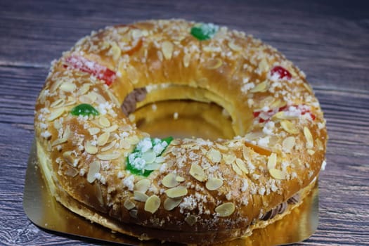 delicious cake stuffed cream chocolate typical Spain Christmas