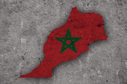Map and flag of Morocco on weathered concrete