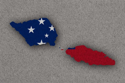Map and flag of Samoa on felt