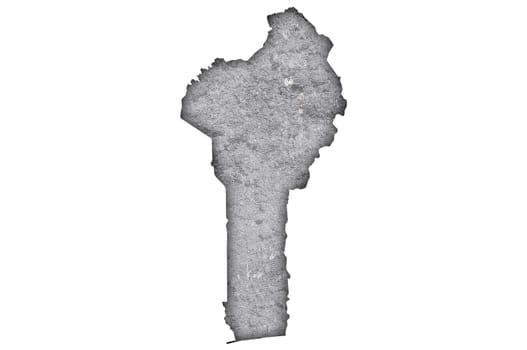 Map of Benin on weathered concrete