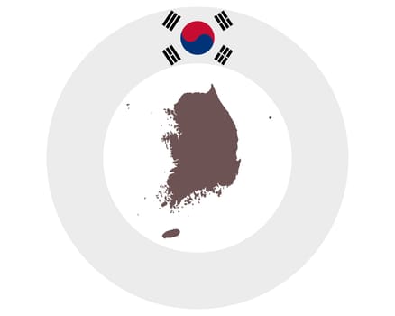 Landkarte von Südkorea auf Hintergrund mit Fahne