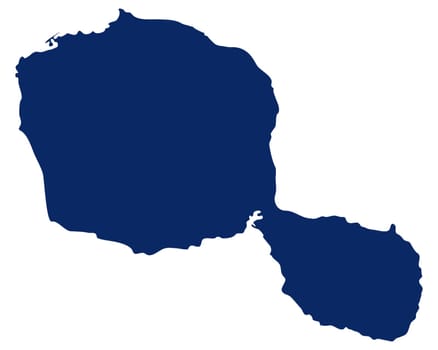 Karte von Tahiti in blauer Farbe