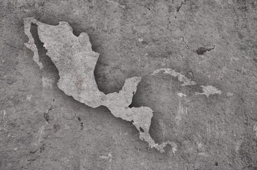 Map of Central America on weathered concrete