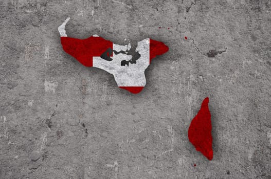 Map and flag of Tonga on weathered concrete