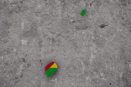 Map and flag of Sao Tome and Principe on weathered concrete