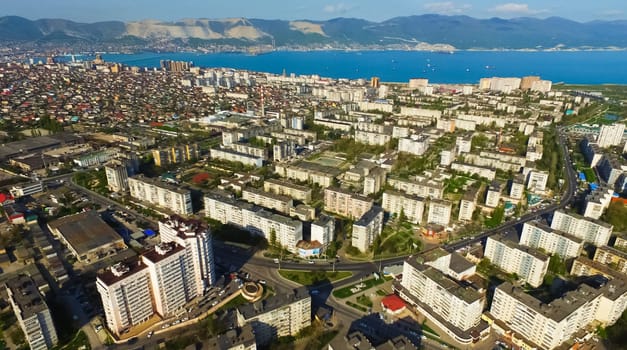 sea bay near the city of Novorossiysk. Beaches and port.