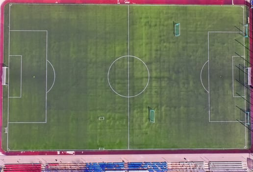 Football stadium, view from above to the stadium.
