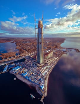 The new skyscraper lakhta center in St. Petersburg. Building a skyscraper.