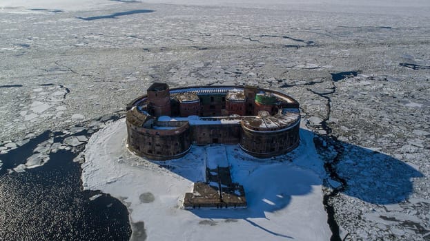 A plague fort in winter, a view from above on an ancient fort.
