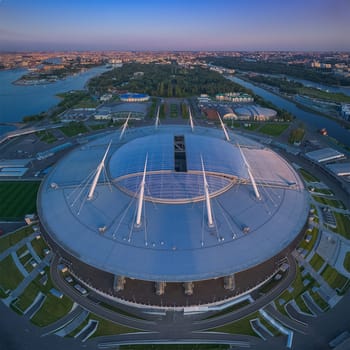 The roof of the stadium is a view from above. St. Petersburg.