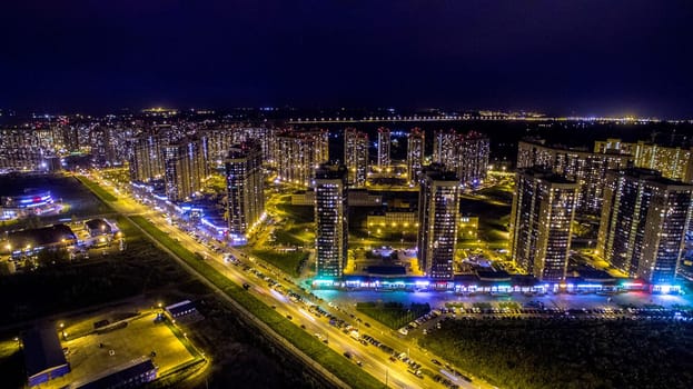 Residential area with high-rise building in St. Petersburg.