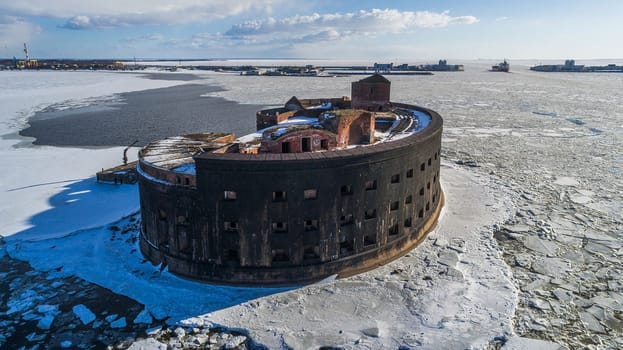 A plague fort in winter, a view from above on an ancient fort.