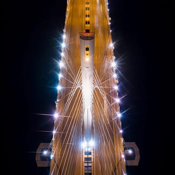 A bridge across the river. A large bridge in St. Petersburg.