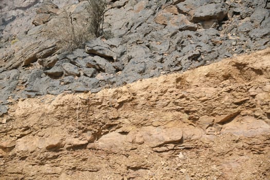 At the Grand Canyon Jabel Schams in Oman,the eroded discordance and limestone marl can be seen in bioclastic limestone with mussel shells.