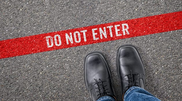 Red line on asphalt - Do not enter