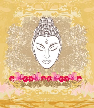 decorative buddha portrait - abstract illustration