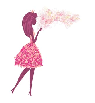 isolated silhouette of a beautiful fairy