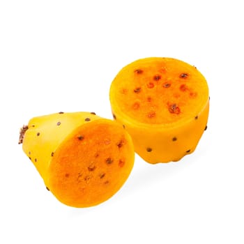 Isolated opuntia fruits with shadow for packaging and advertisement. Full depth of field. Clip art image for package design.