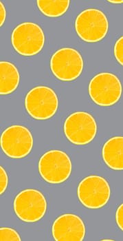 Seamless food pattern. Illuminating colour fruits on ultimate gray background. From above