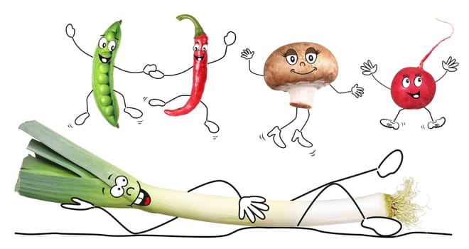 Part of a series of funny cartoon-style fruits and vegetables.
