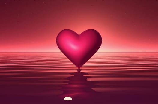 3d rendering , Hearts on a beach