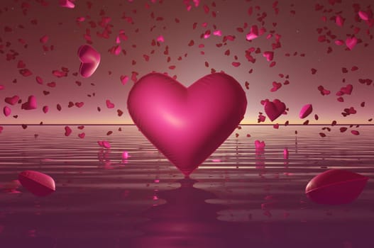 3d rendering ,  Valentine background with hearts falling