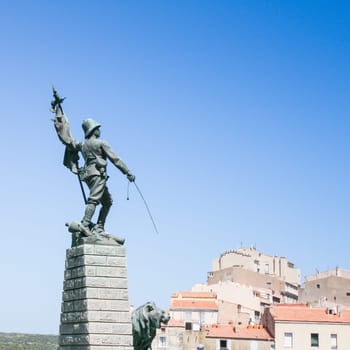 Forward troops  let's board! Military statue on Bonifacio - France