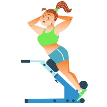 Thick positive adult woman has been in the gym for sports. Burn calories, lose weight