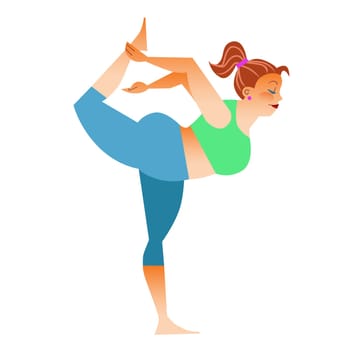 Conventional bit thick woman does yoga. Health care and spiritual
