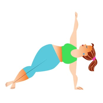 Conventional bit thick woman does yoga. Health care and spiritual