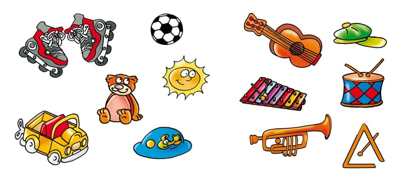 objects things with toys,fruit,animated,numbers and letters,sweets with sweets,children,landscapes,animals,illustrations,kids