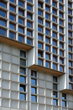 Detail of building windows in Budapest, Hungary