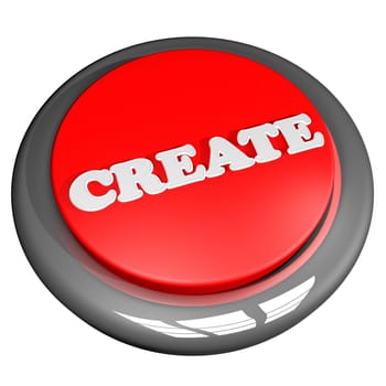 Create button, isolated over white, 3d render