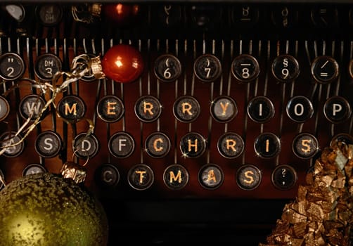 Old typewriter with Merry Christmas