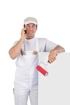 craftsman painter talking on his cell