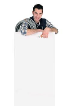 Electrician stood by publicity panel