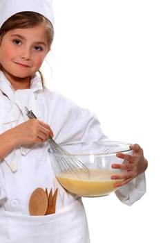 portrait of a little girl in baker clothes