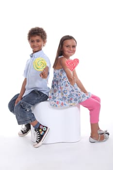 Children with lollipops